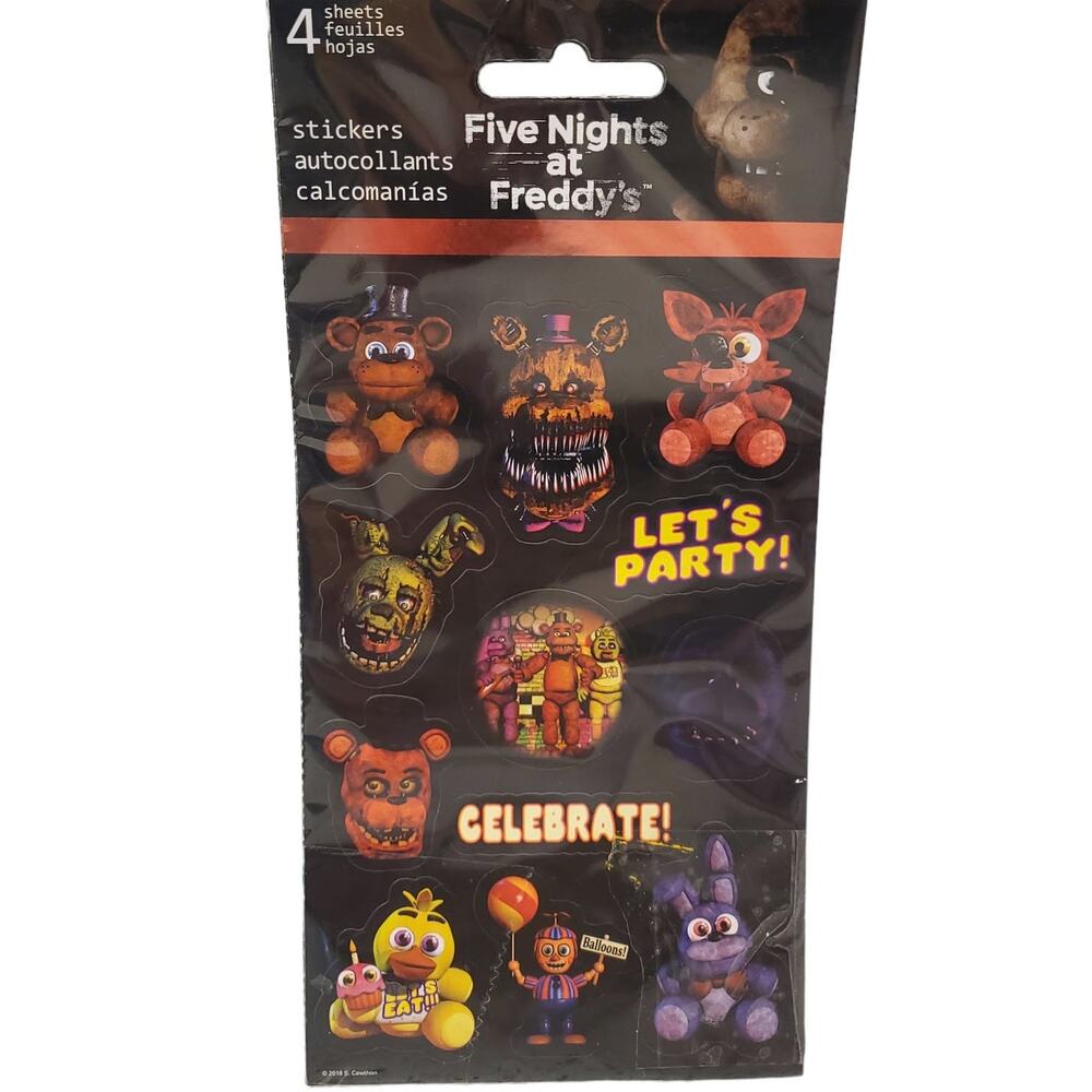 Five Nights at Freddy's Sticker Sheets 4 Sheet Sticker Pack FNAF Birthday Party